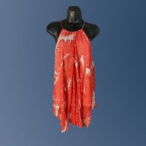 Milly Red/Orange Flowy Silk Top